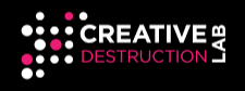 Logo with black background, white text reading 'Creative Lab,' and pink text reading 'Destruction' with pink and white dots surrounding.