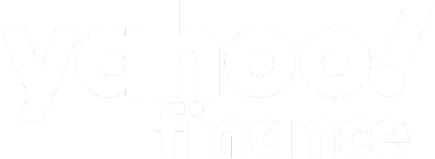 Yahoo! Finance logo in black and white.