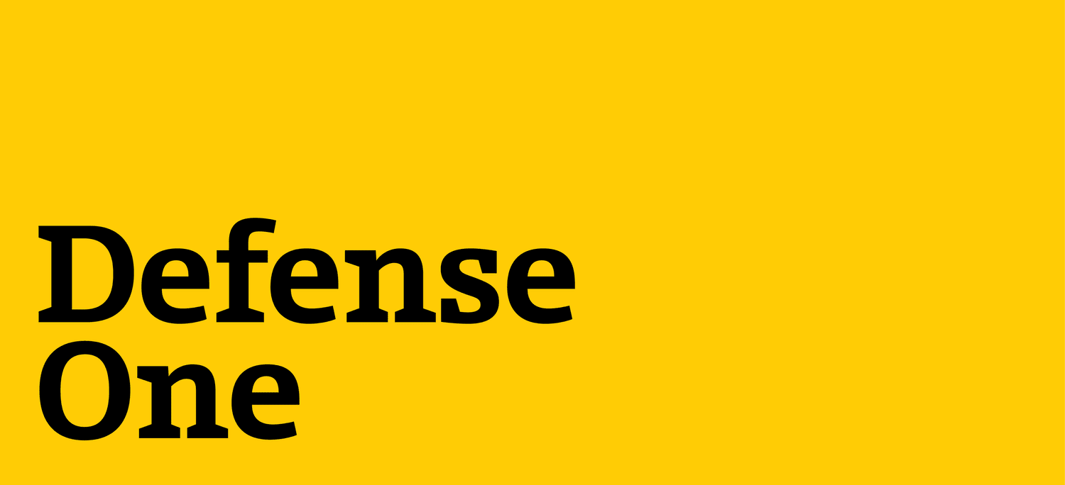 Yellow background with black text reading "Defense One"