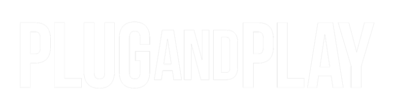 Bold text displaying the words 'PLUG AND PLAY' on a black background.